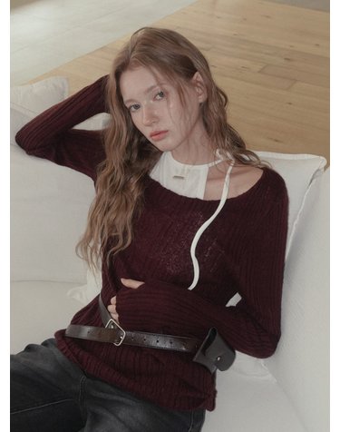 [온라인단독] 렙코 시스루 보트 긴팔 니트