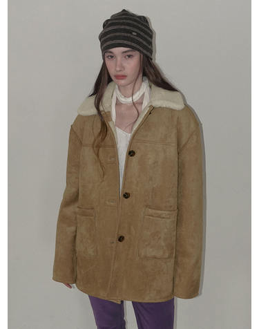 멜토 포켓 하프 무스탕 코트