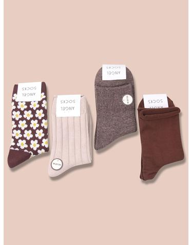 SET004_우드브라운 니트 울 돌돌이 무압박 추석 설 명절 답례품 브랜드 선물 삭스 SOCKS 양말