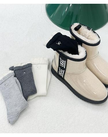 1324진주리본 울 여성 겨울 패션 보석 양말 wool socks