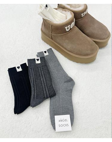 1325하트탭 니트 패션 여성 여자 골지 기본 무지 데일리 socks 양말