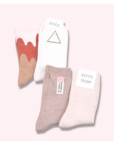 SET005-밀크티 패션 베이지 브라운 fashion socks 양말 세트 설 추석 기념일 발렌타인 선물