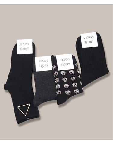 SET005-블랙무드 검정 패션 브랜드 선물 데일리 양말 socks