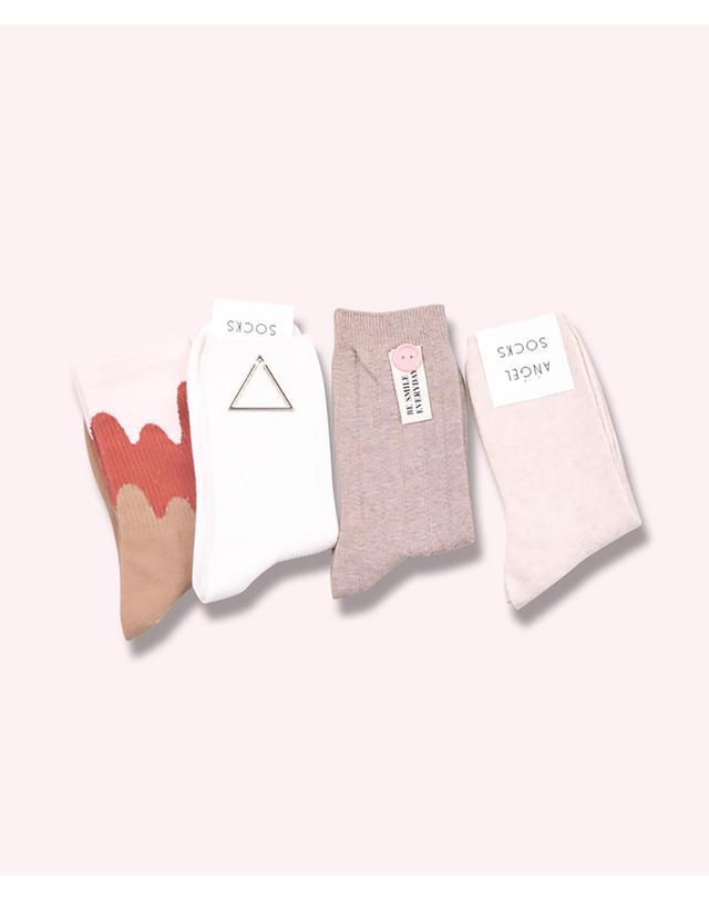 엔젤삭스 SET005-밀크티 패션 베이지 브라운 fashion socks 양말 세트 설 추석 기념일 발렌타인 선물 착용컷