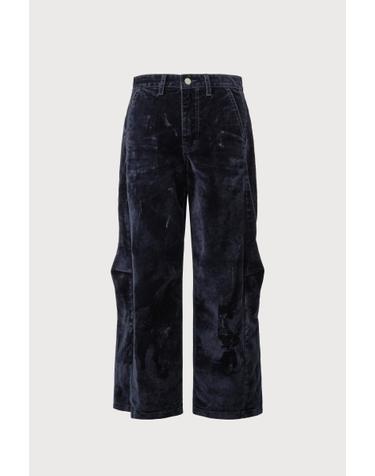 Curved loose fit velvet pants