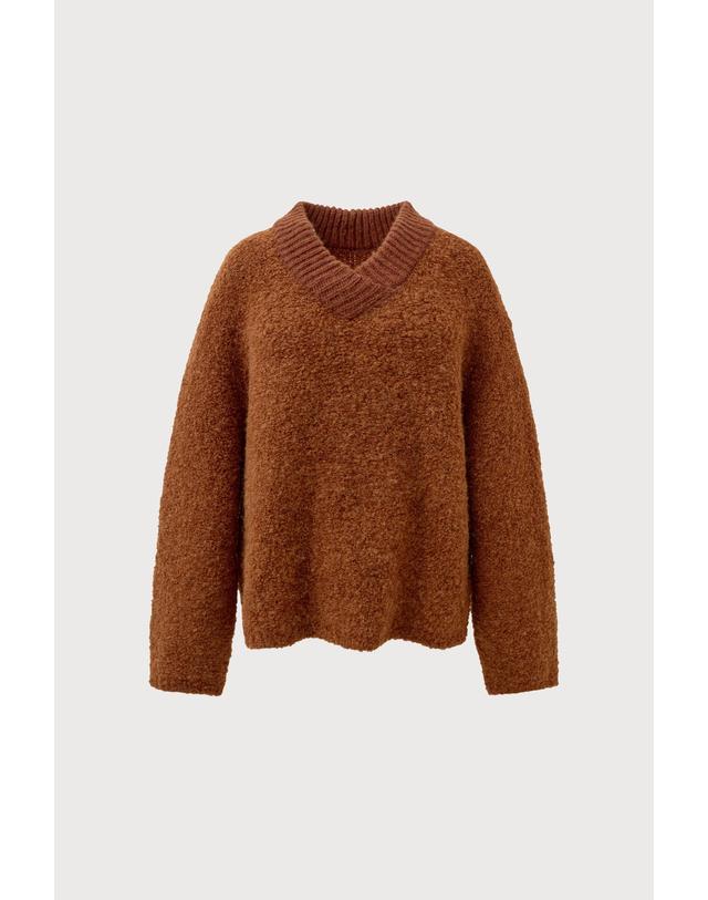 쏭스튜디오 Boucle v-neck knit 브라운 착용컷