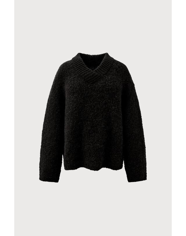 쏭스튜디오 Boucle v-neck knit 브라운 착용컷