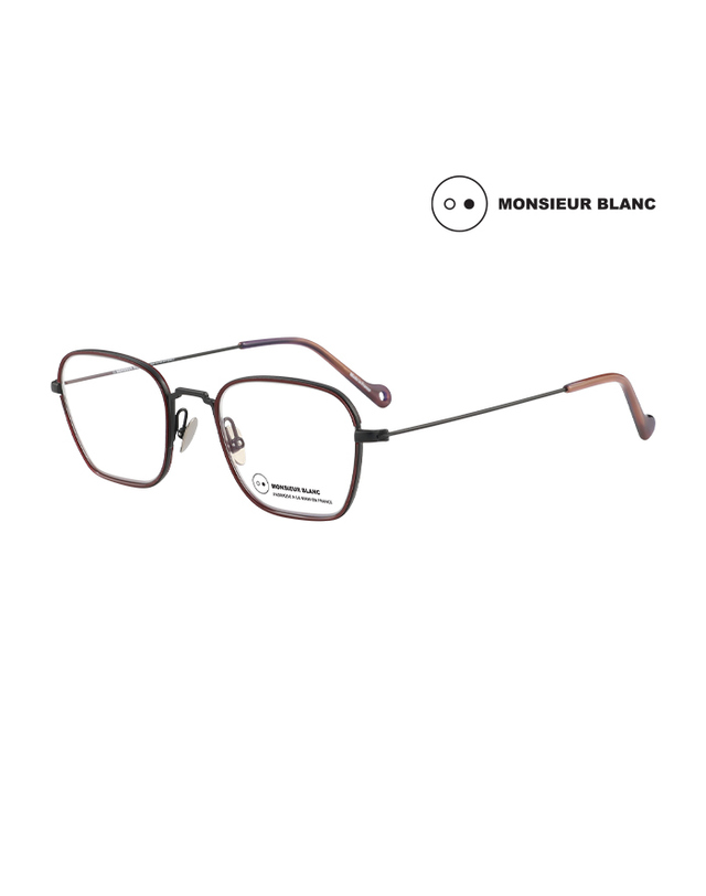 무슈 블랑 (최초가 680,000원) 무슈 블랑 안경테 MS-COME 351 스퀘어 남자 여자 안경 착용컷