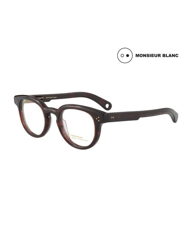 무슈 블랑 (최초가 580,000원) 무슈 블랑 안경테 MS-MONSIEUR BLANC 2 645 라운드 아세테이트 남자 여자 안경 착용컷