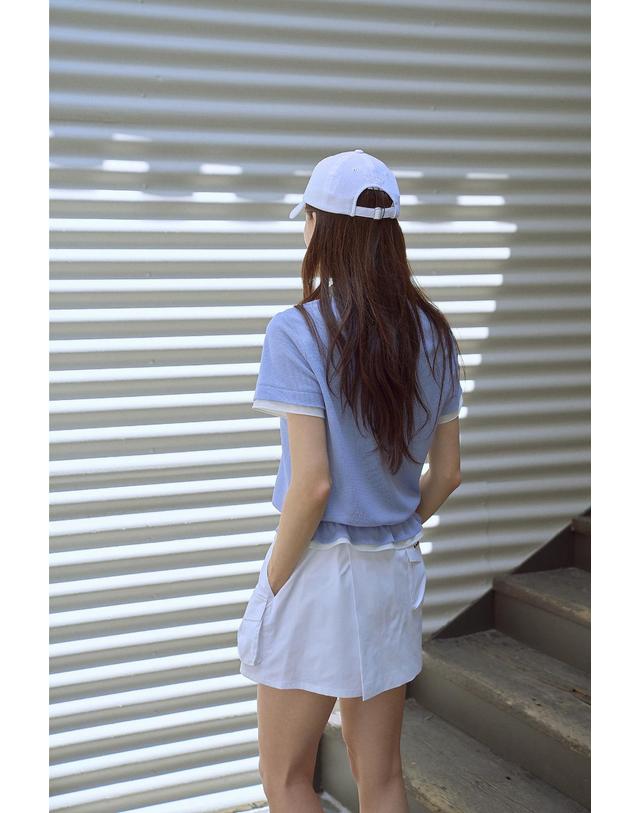 먼데이플로우 필소굿 니트라이크 탑_라이트 블루 착용컷