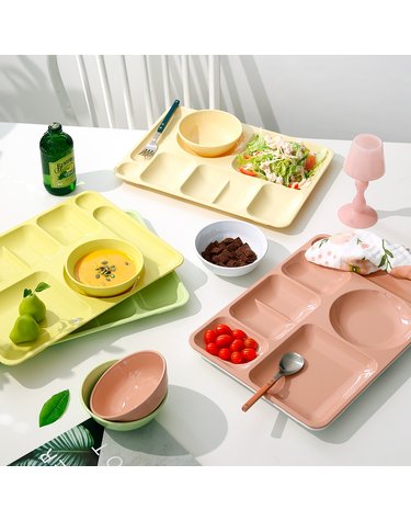 카밀리아 파스텔 나눔접시 6칸 식판 볼 국그릇 세트