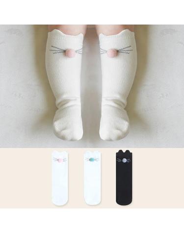 [보리보리] 냥이 폼폼 니삭스 / 유아니삭스/ 아기니삭스 / 아기양말 / 신생아양말 / 돌아기양말 / 아기반타이즈 / 문센룩 / 나들이룩