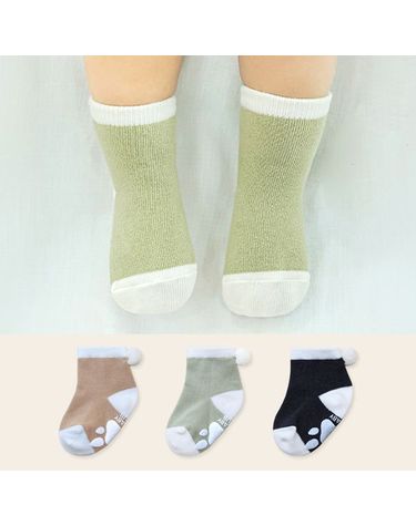 [보리보리] 배색폼폼이양말 3color / 유아양말/ 아기양말 / 아동양말/ 돌돌이 양말 / 신생아양말 / 돌아기양말 / 아기덧신