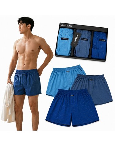 [보리보리]  남성팬티 면100 트렁크 3매세트 60수 주자직 레이더스박서X-1유색D
