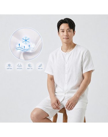 [보리보리]  국내산 남성 새모시 전타상의 1매입 반팔런닝 여름 시원한 면100