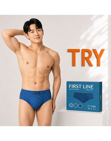 [보리보리]  트라이 남성 삼각팬티 순면100 브리프 남자속옷 맥시 3매세트 유색Q