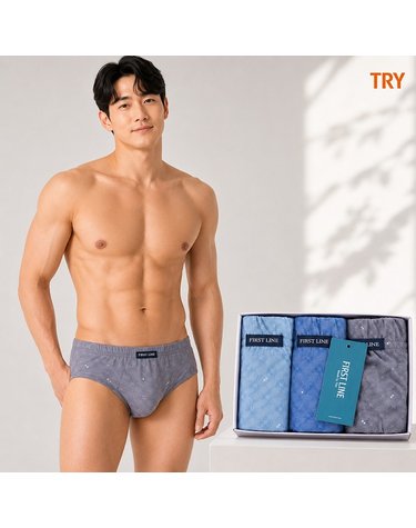 [보리보리]  트라이 남성 맥시퍼스트 순면100 브리프 삼각팬티 남자속옷 3매세트 유색E