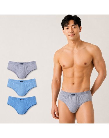[보리보리]  트라이 남성 맥시 퍼스트라인 순면100 브리프 3매세트 남자 삼각팬티 유색A