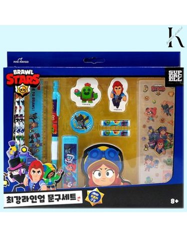 [보리보리] 브롤스타즈 문구세트 필통 연필 스티커 연필캡 지우개 연필깎이 15cm자 샤프 샤프심 떡메모지 총10종 남아