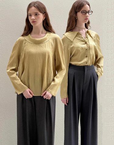 로트르드민 Haze Cowl Olivebeige Blouse