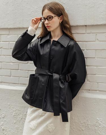 Daze belted leather Black jacket