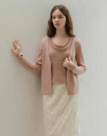 Cowl buckle  Pink knit