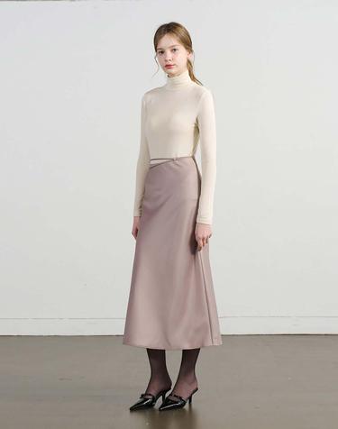 Strap Satin flare skirt