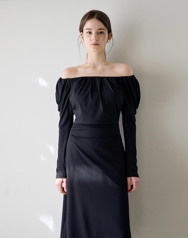 로트르드민 Lautre Miu Puff Black Dress 착용컷