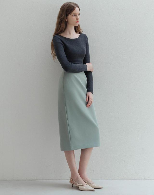 로트르드민 Re leather blue skirt 착용컷