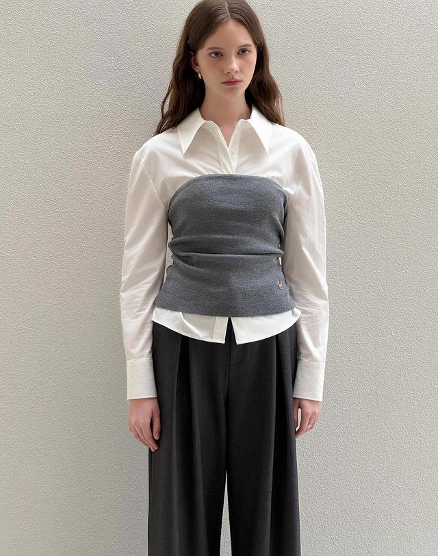 로트르드민 Bustier layerd knit Top 착용컷