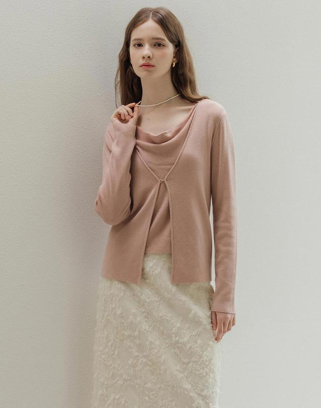 로트르드민 Cowl buckle Pink knit 착용컷