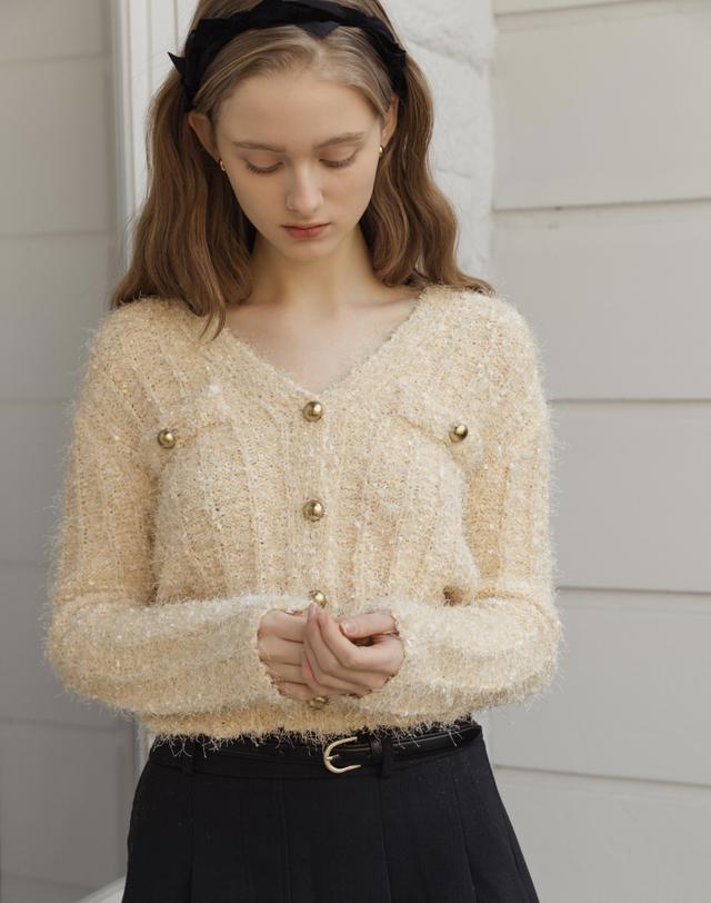 로트르드민 Jade Metal Butter Knit Jacket 착용컷