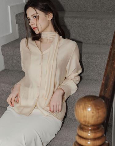 Page Tied Beige Blouse