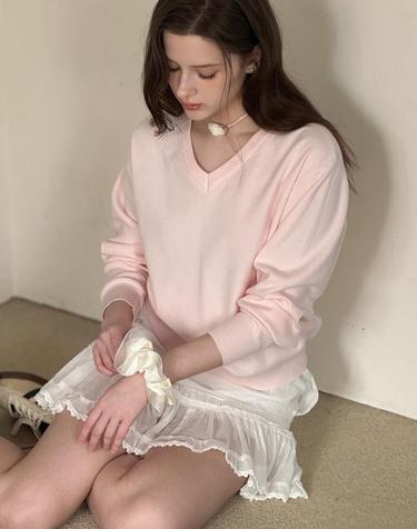 V Neck Knit Pullover