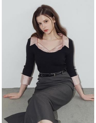 Layered sheer shirt knit