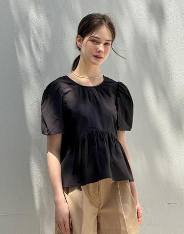Lautre Solid Ette ribbon Blouse