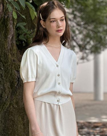 Lautre Ambre shine White knit cardigan