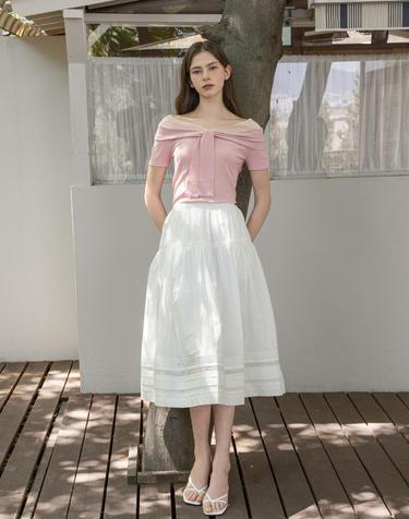 [L사이즈 추가] Letter lace white skirt