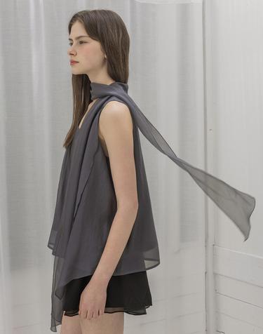 Tilda tied Charcoal Blouse