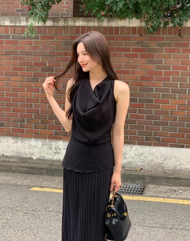 Halter Sheer Black Blouse