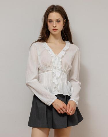 로트르드민 Latte Lace pinturk Blouse
