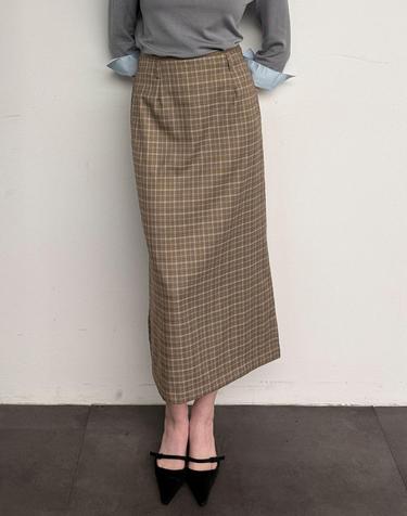 Le Check Pencil Beige Skirt