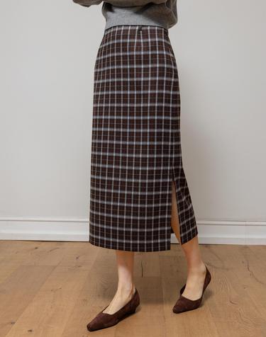 Tatan Check Pencil Brown Skirt