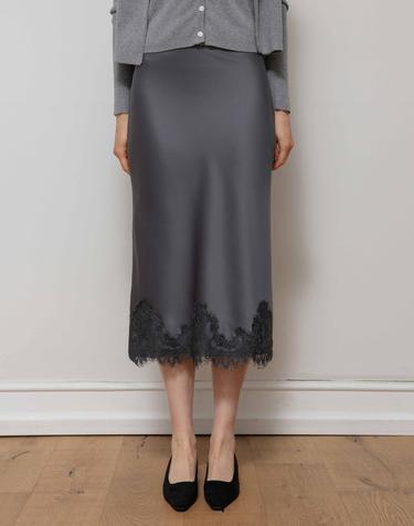 Lautre Lace Gray Satin flare skirt