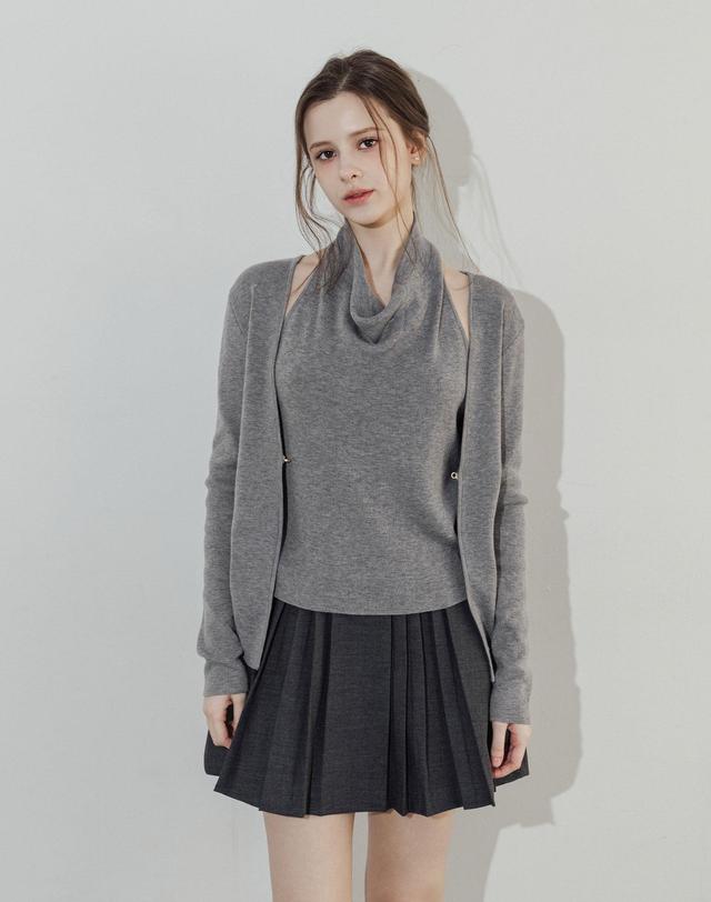 로트르드민 Lautre Halter Buckle Gray knit 그레이 착용컷