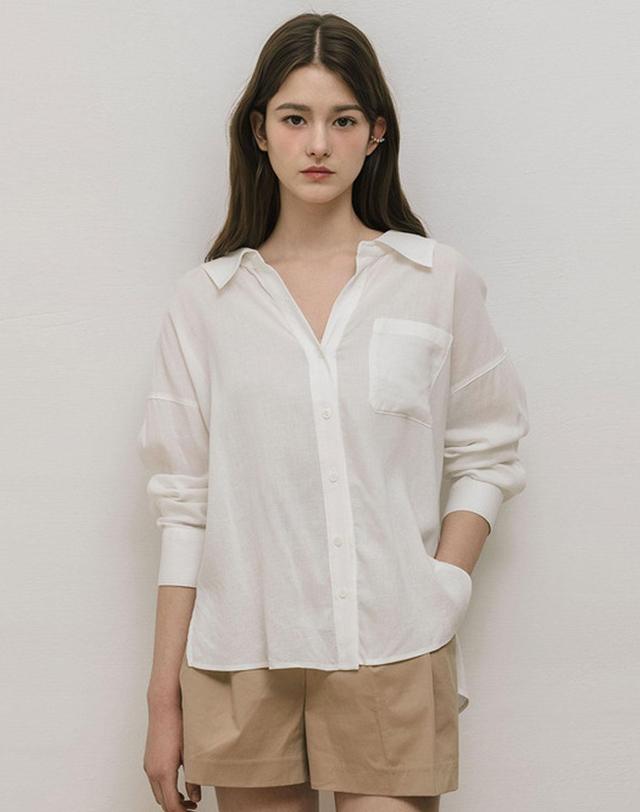 로트르드민 Linen Jadin White shirts 착용컷