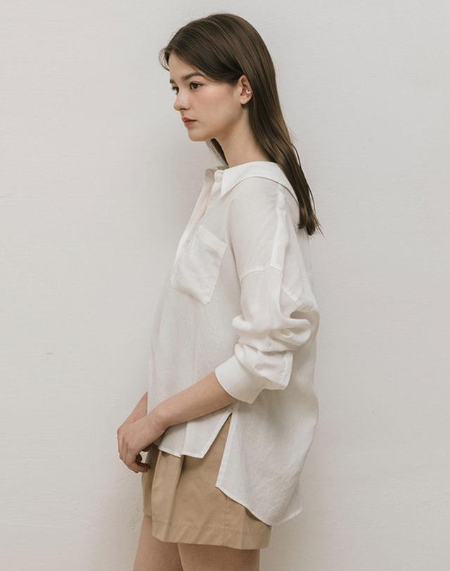 로트르드민 Linen Jadin White shirts 착용컷