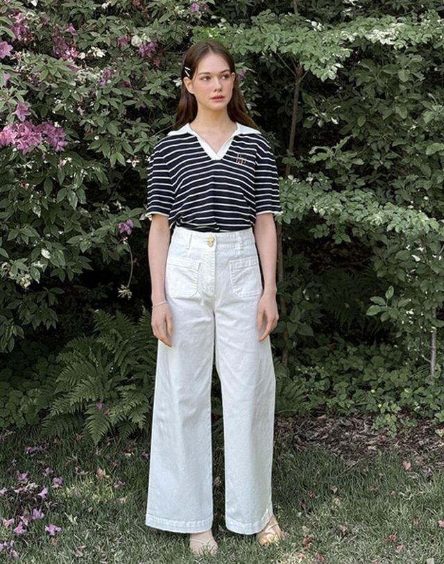 로트르드민 Lautre Navy Stripe knit 착용컷