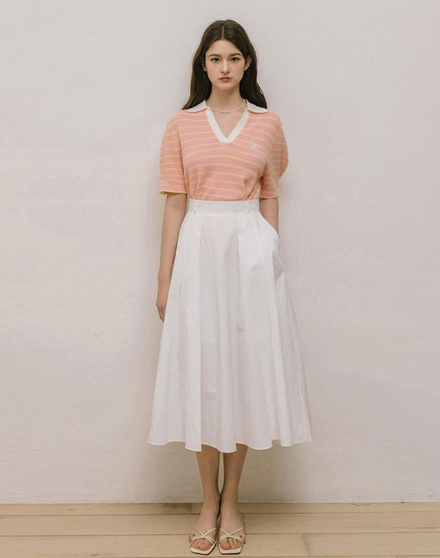 로트르드민 Lautre Pink Stripe knit 착용컷