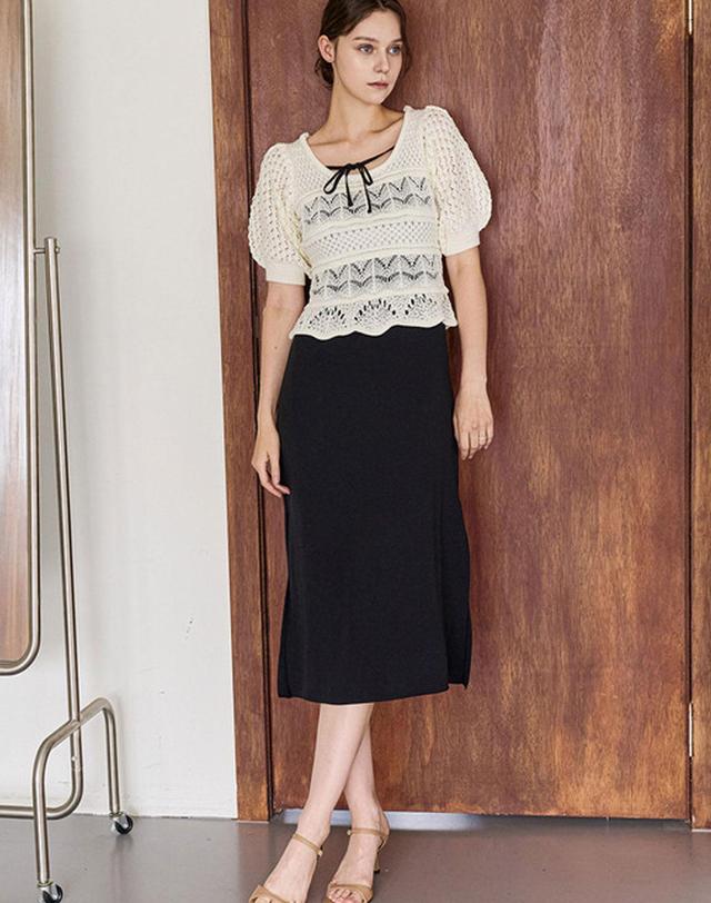 로트르드민 Lautre Mahe Back Ribbon knit 착용컷
